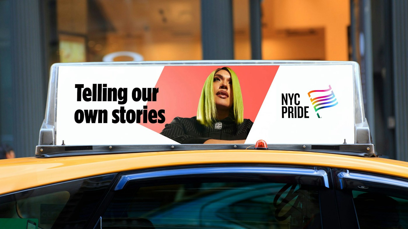 NYC Pride ad on New York City taxi