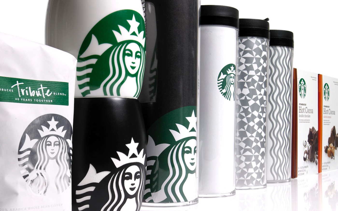 Starbucks visual identity on mugs