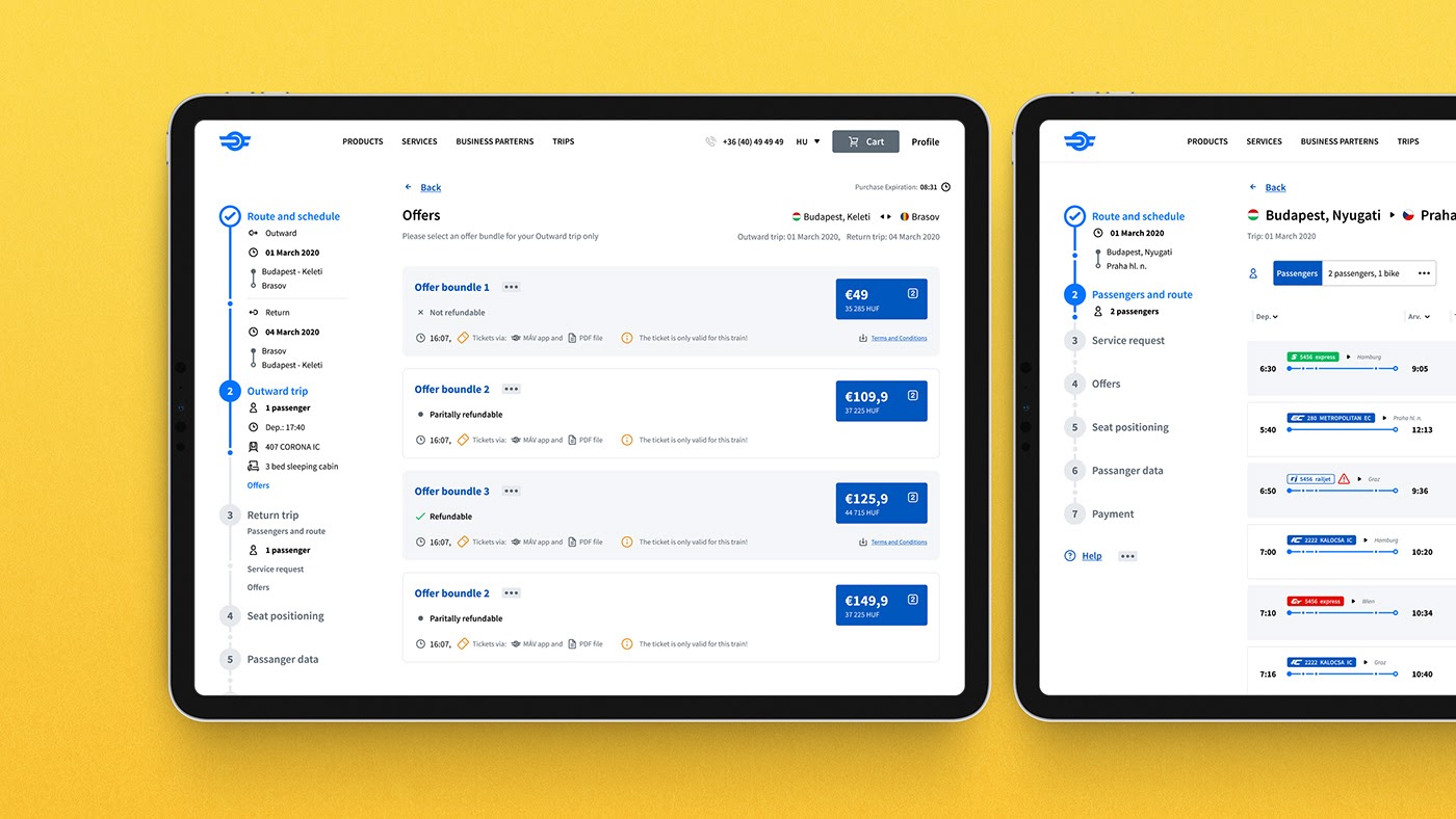 匈牙利国家铁路客运在线售票平台视觉设计